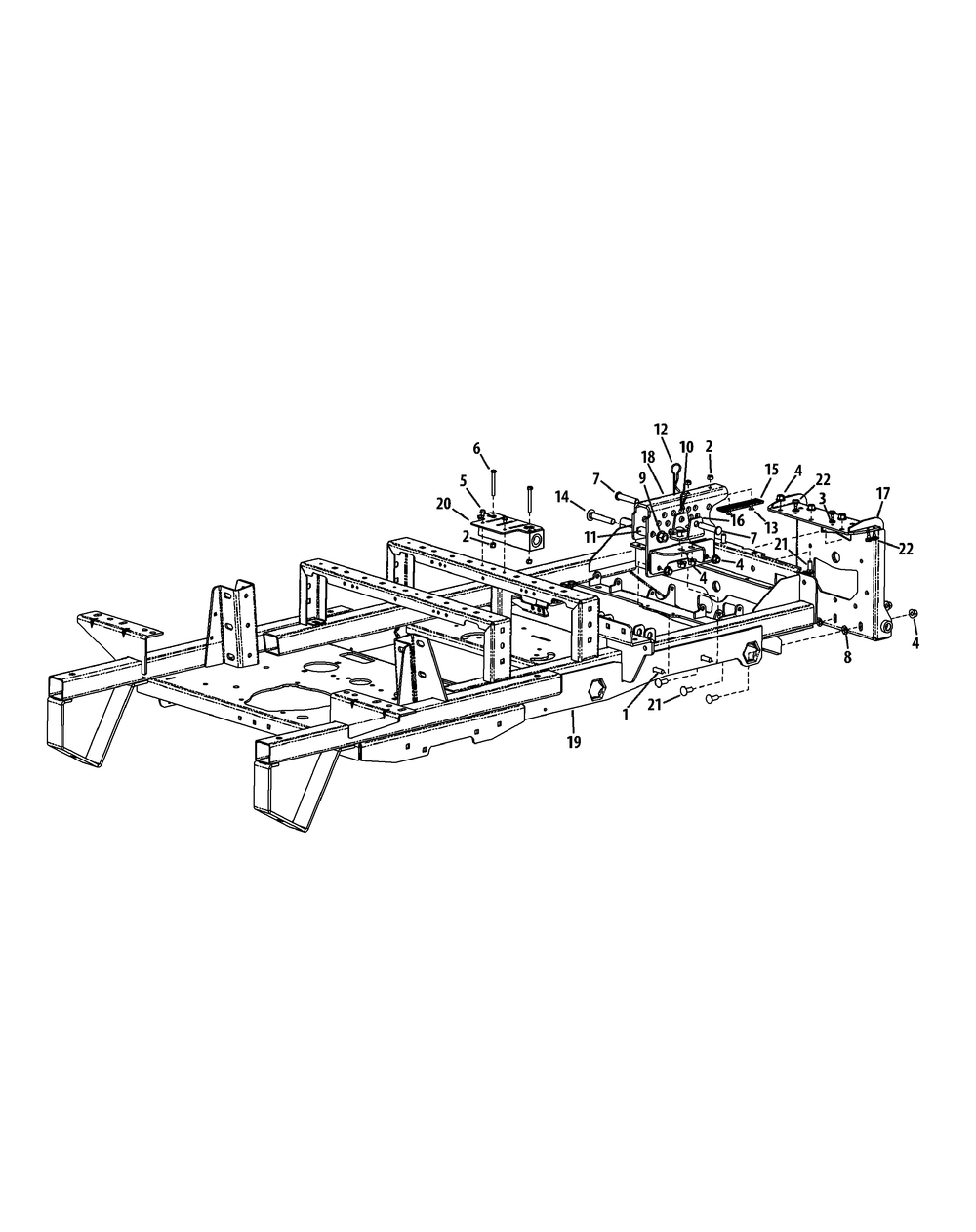 Frame Assembly Diagram and Parts List for S7237-KW 53CI8DU8050-37HP Cub Cadet Lawn Tractor